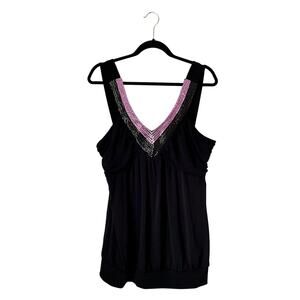 Max & K Black and Pink Tank Top: Y2K, 2000s